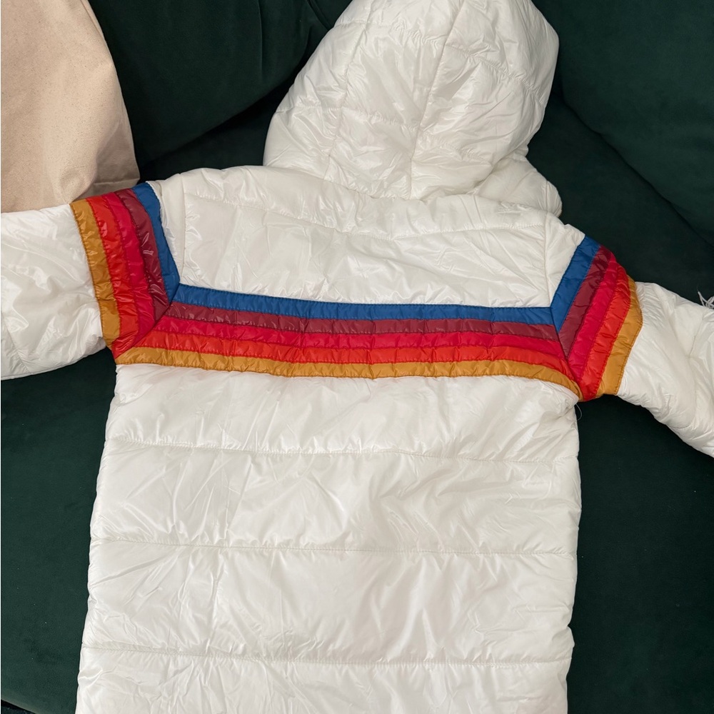 NEW! Aviator Nation White Jacket with signature rainbow wrap around back logo. - Picture 5 of 7